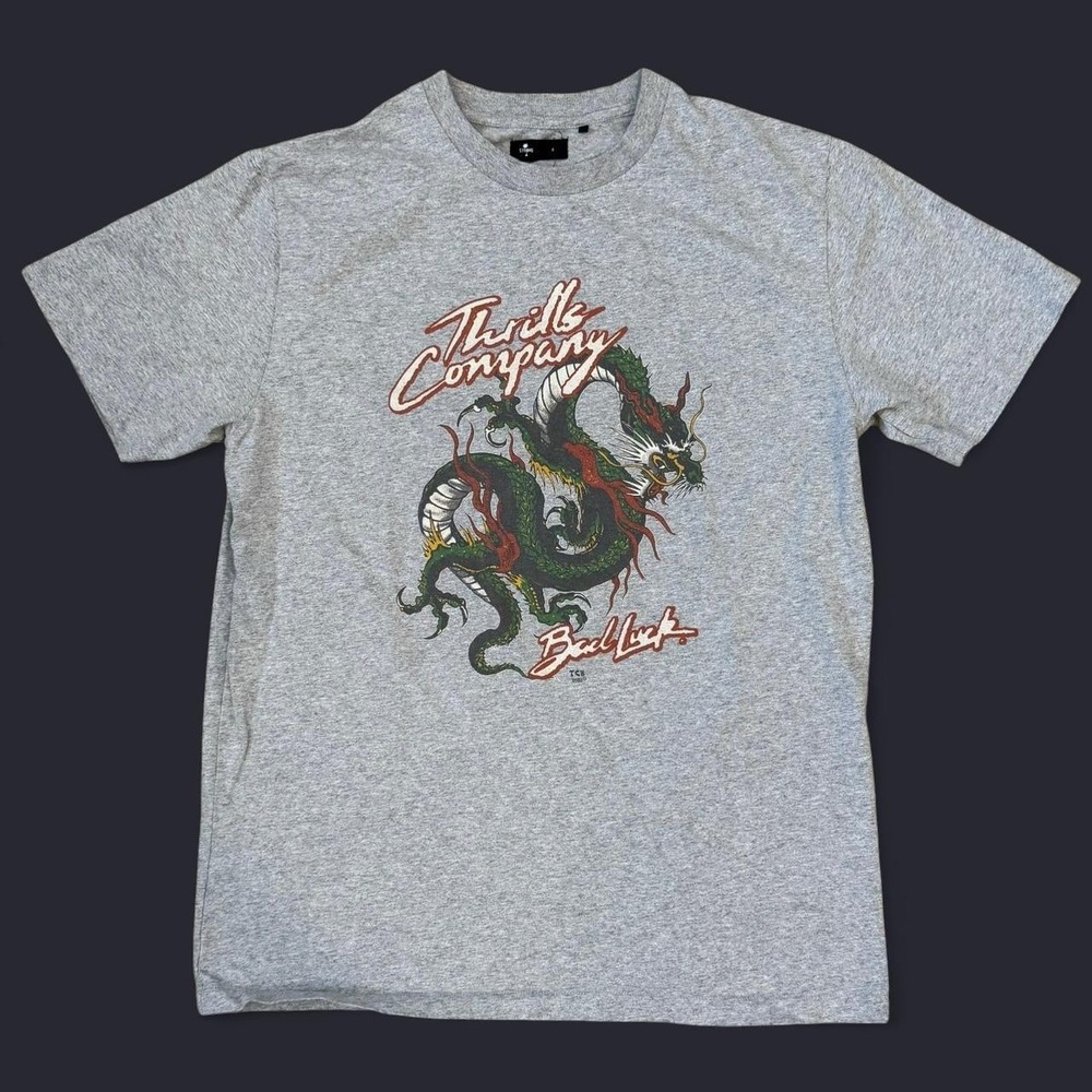 Thrills Company Dragon Graphic Tee Adult Size Small Skater Grunge Goth Y2K Style